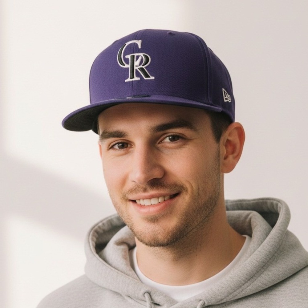 New Era Colorado‎ Rockies 59FIFTY Fitted Baseball Cap Purple Black - Size 7 1/8